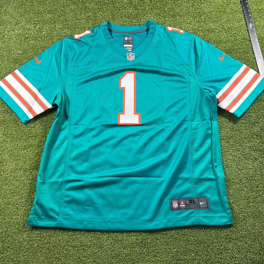 Nike Tua Tagovailoa Miami Dolphins 1 Jersey Men XL Aqua NWOT READ